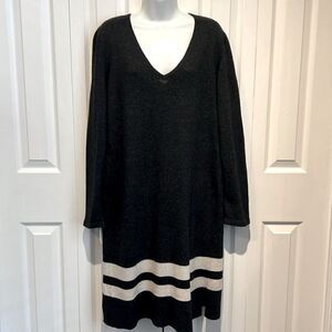 Maria Bellentani My Runway Charcoal‎ Grey/Cream Sweater Dress Size XL